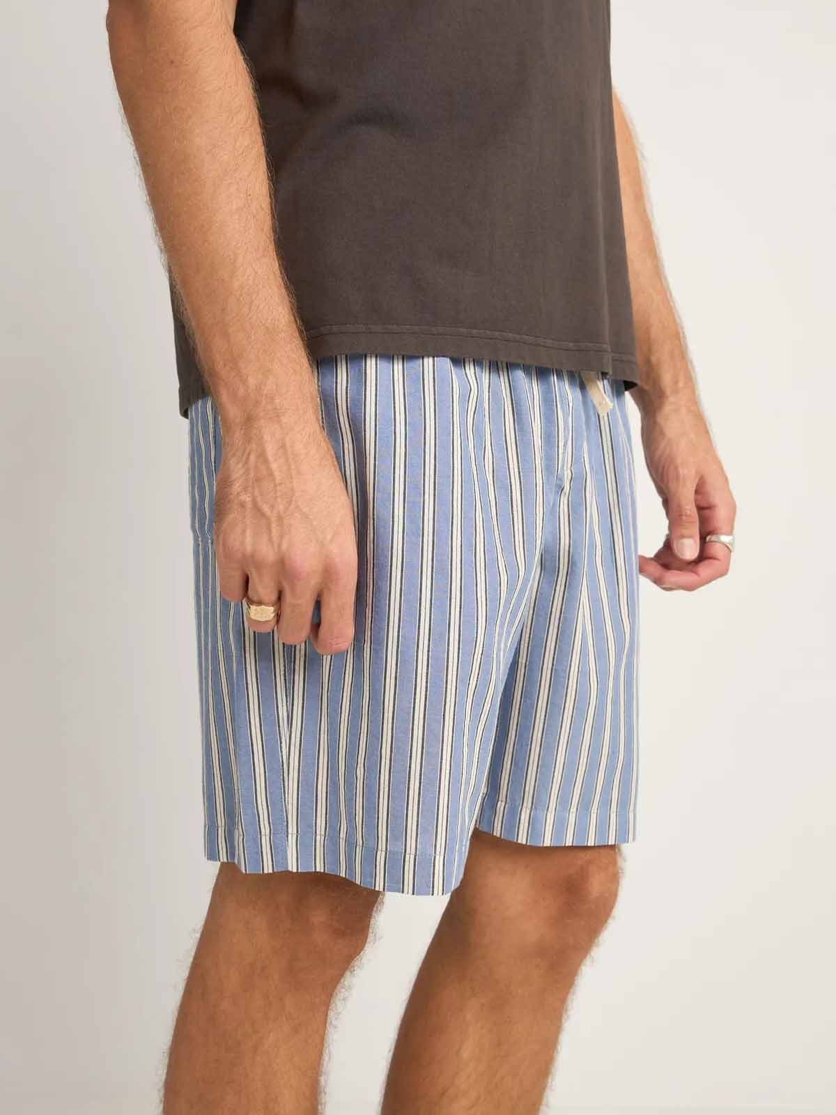 Rhythm Stripe Beach Shorts Blue