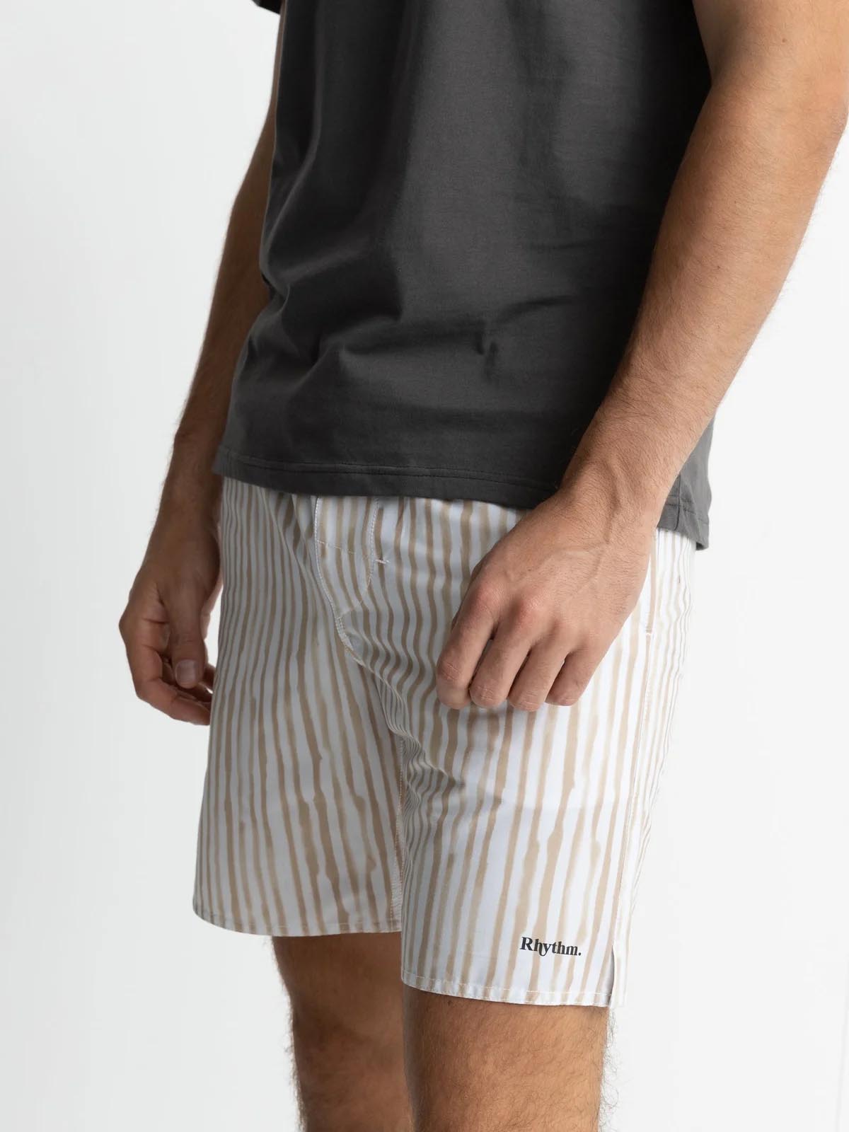 Rhythm Striped Beach Short Camel