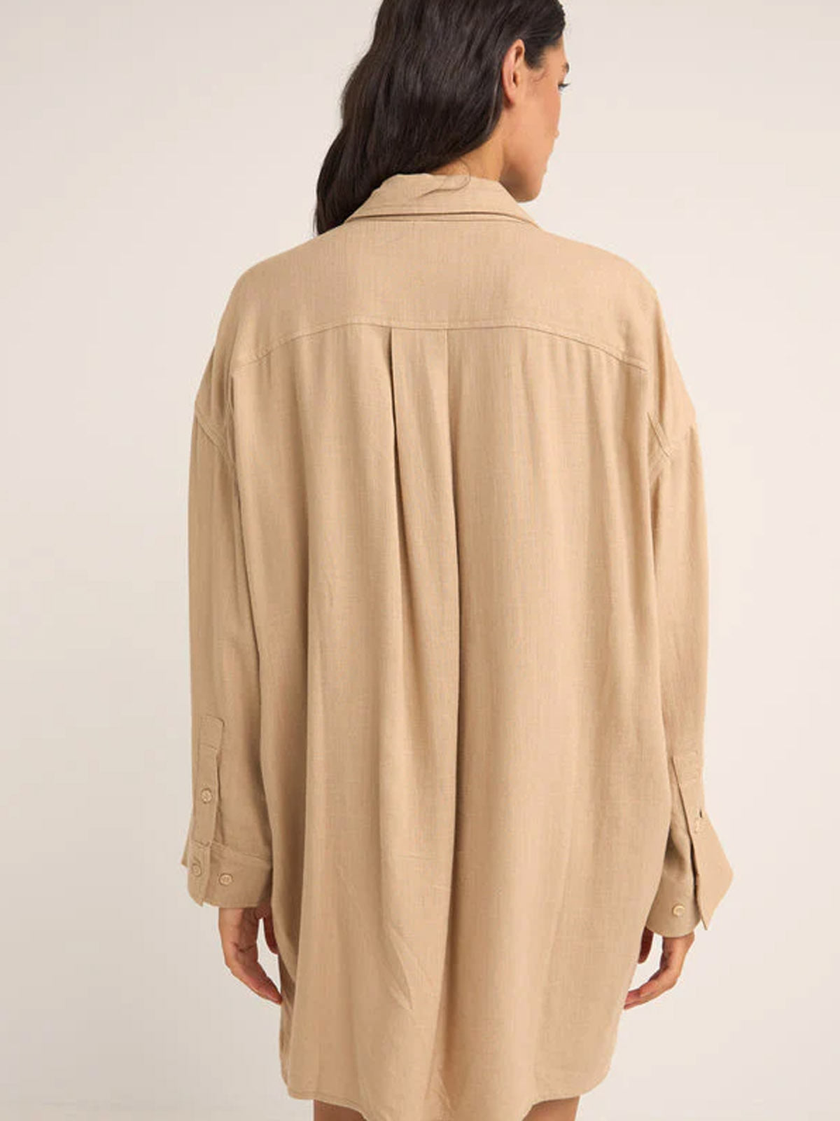 Rhythm Women's Sun Ray Long Sleeve Shirt Dress Sand