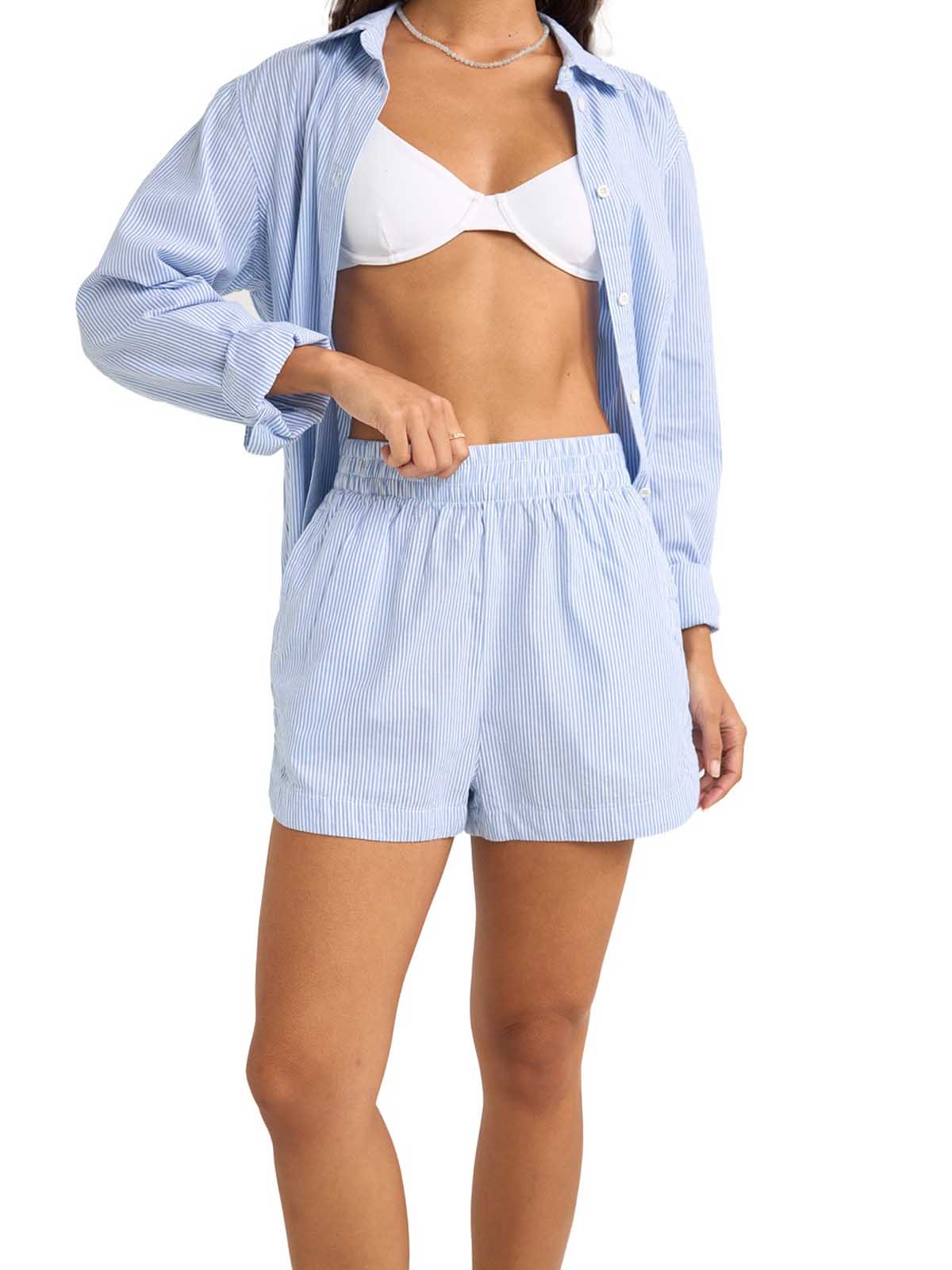 Rhythm Women's Zephyr Stripe Short Blue