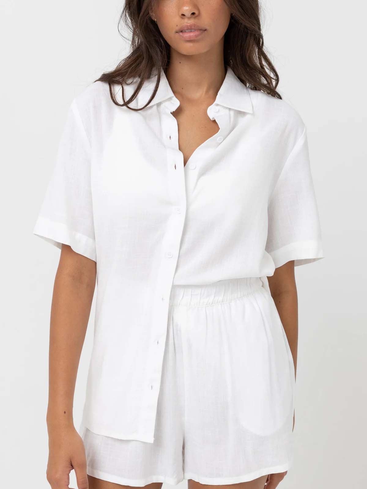 Rhythm Women's Classic Lounge Shirt White