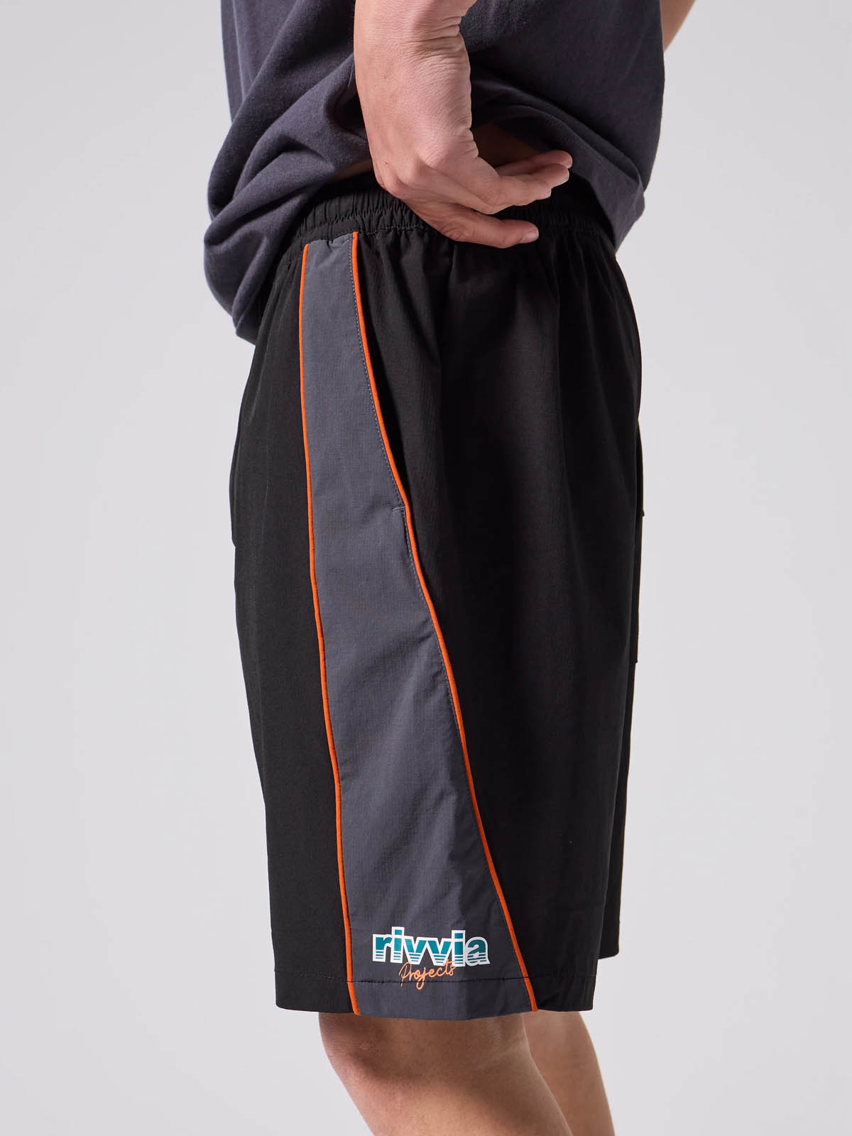 Rivvia Projects Daily Ride Network Panel Short Black Grey