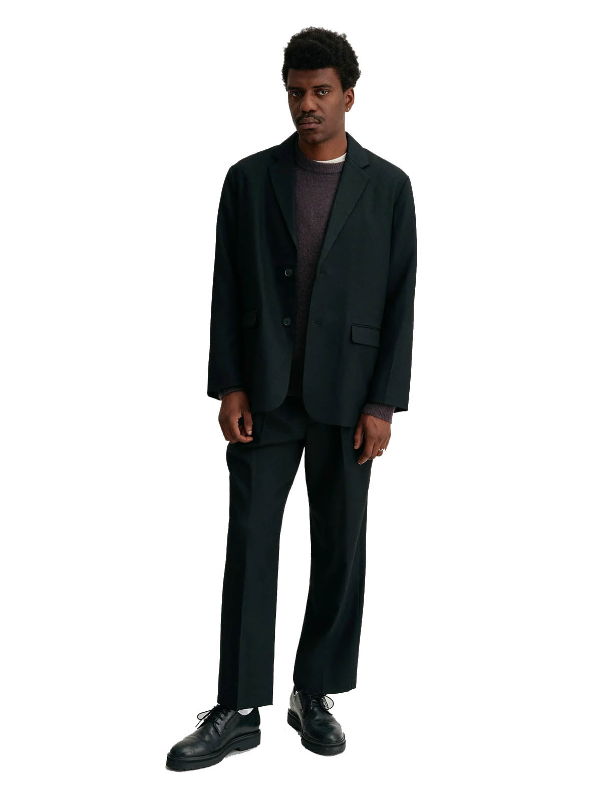 Saturdays NYC Wool Saxony 2Tuck Slacks Black