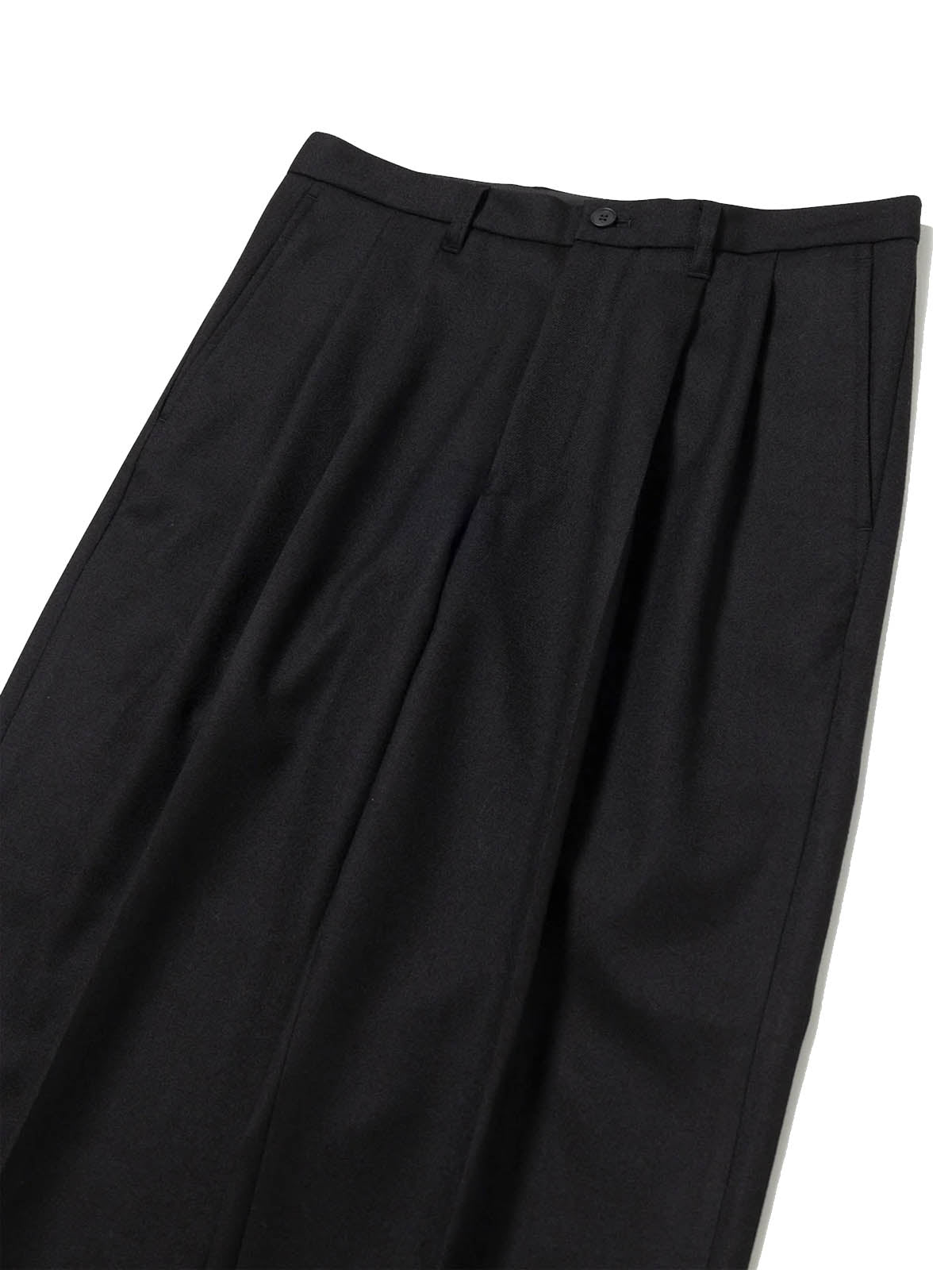 Saturdays NYC Wool Saxony 2Tuck Slacks Black