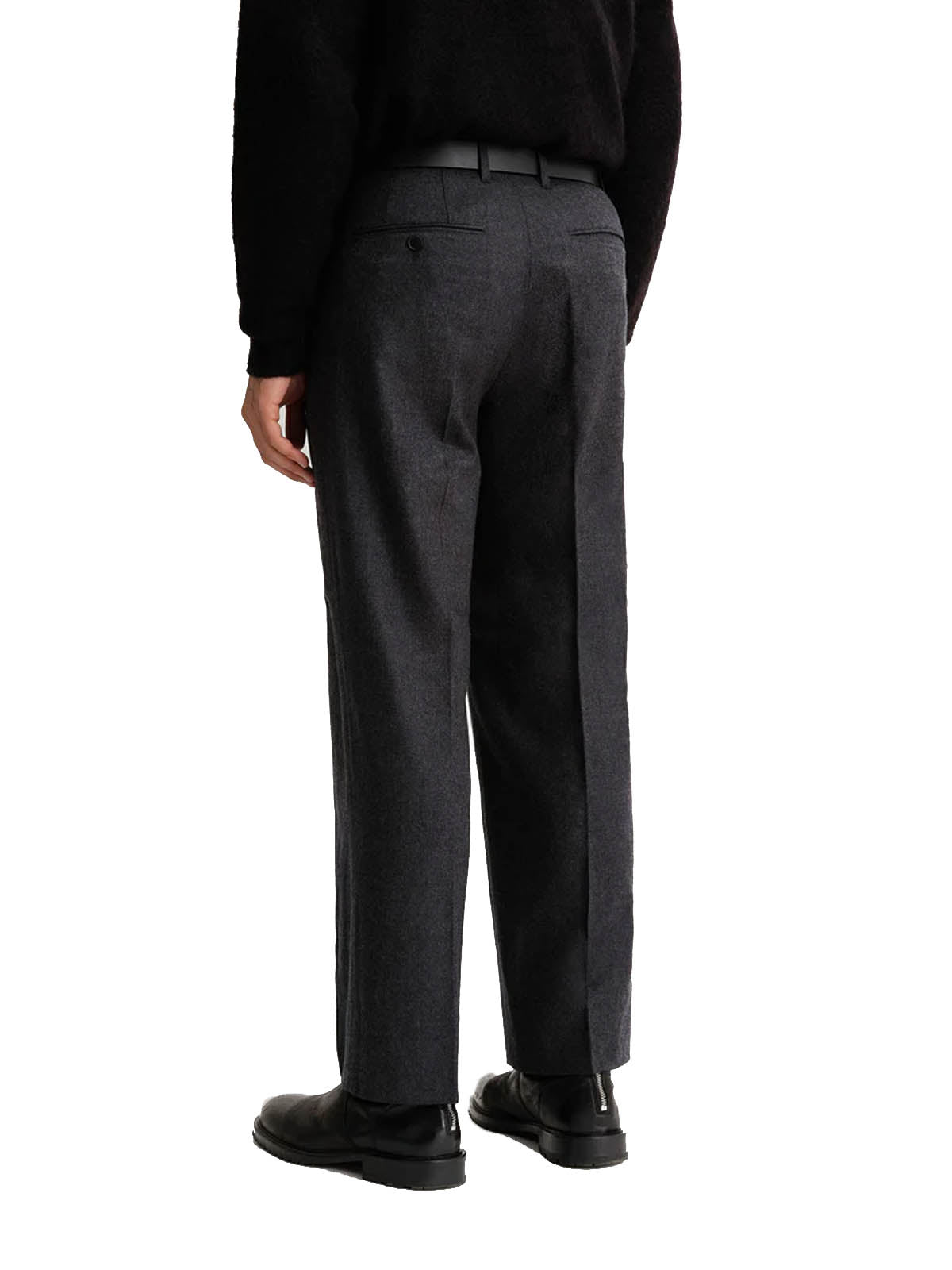 Saturdays NYC Wool Saxony 2Tuck Slacks Charcoal