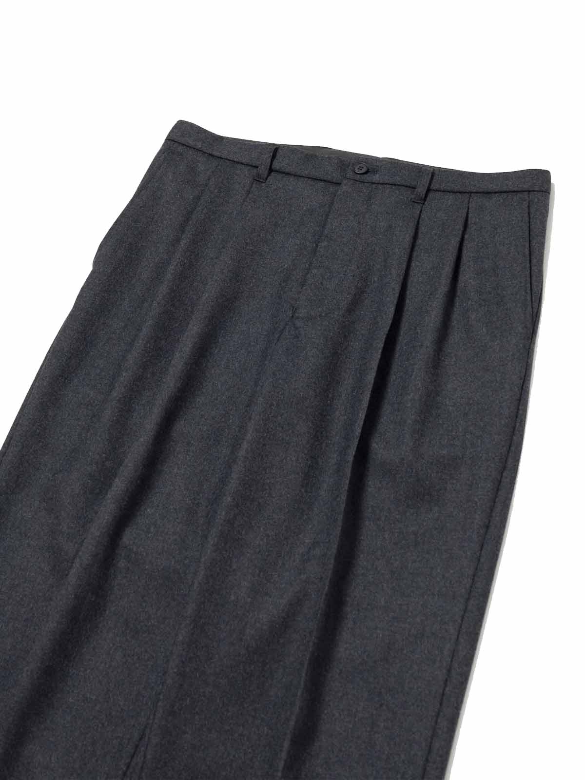 Saturdays NYC Wool Saxony 2Tuck Slacks Charcoal