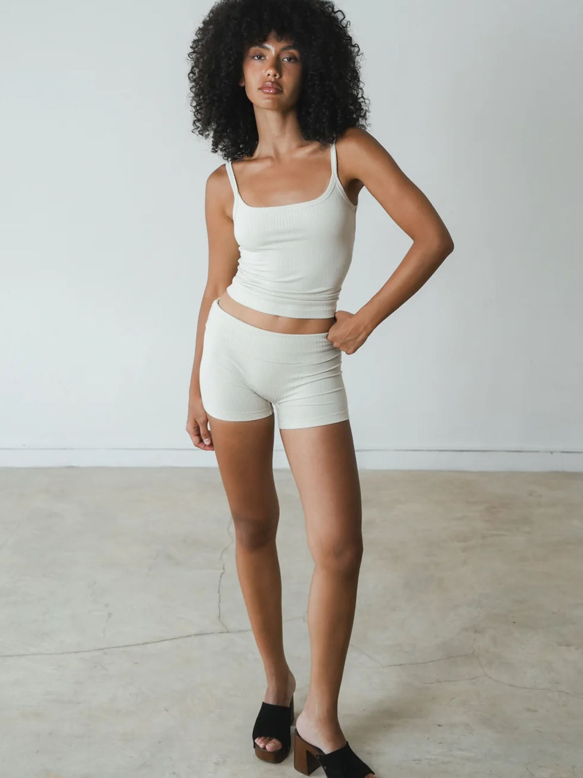 Studio K Rib 4" Shorts Ivory