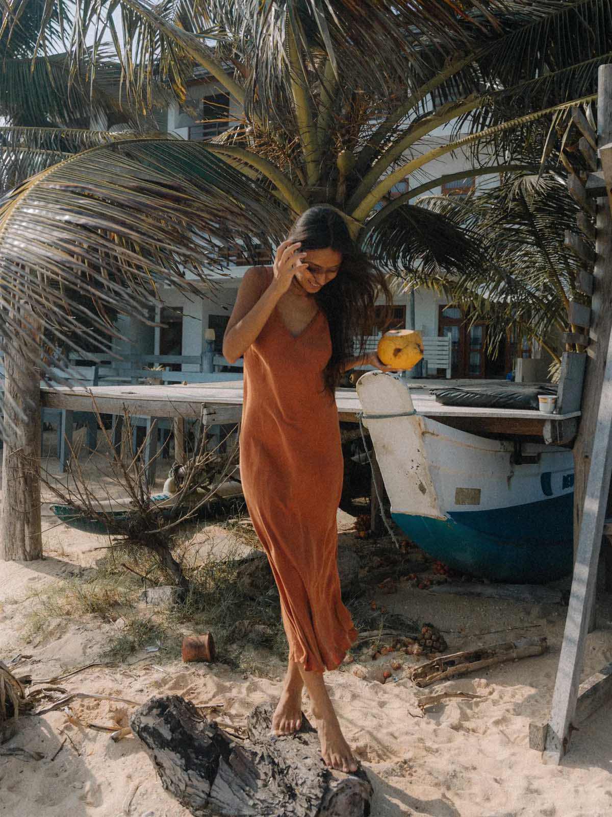 Surf Inc Midi Twisted Dress Copper