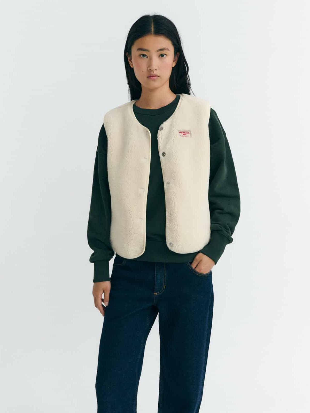 Thinking Mu Ivory Jay Vest Ecru