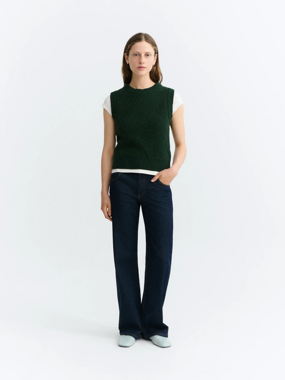 Thinking Mu Kaia Knitted Vest Green