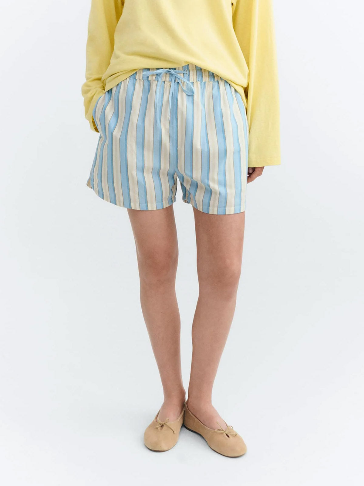 Thinking Mu Messina Stripes Geranio Shorts