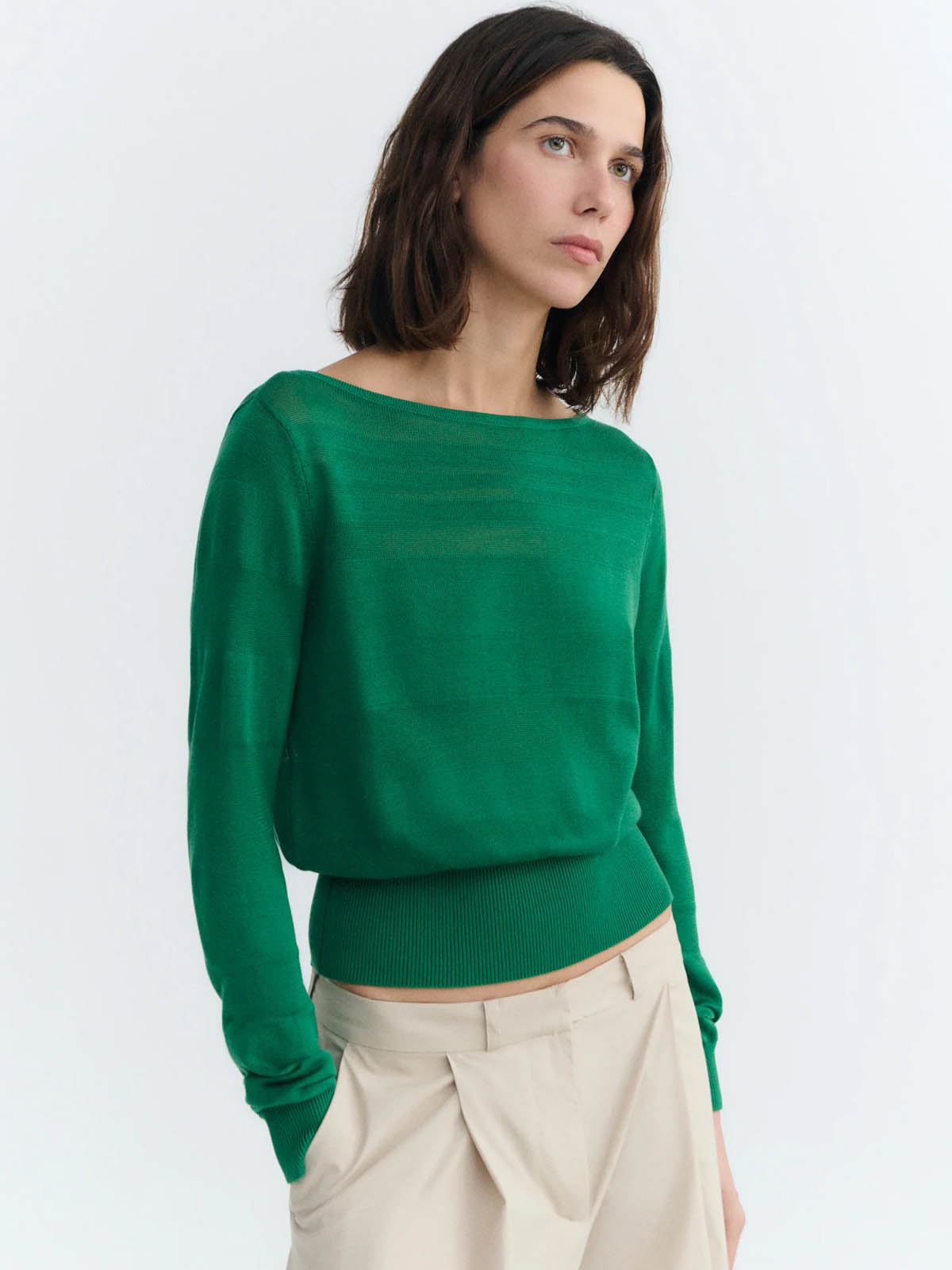 Thinking Mu Raven Knitted Sweater Green