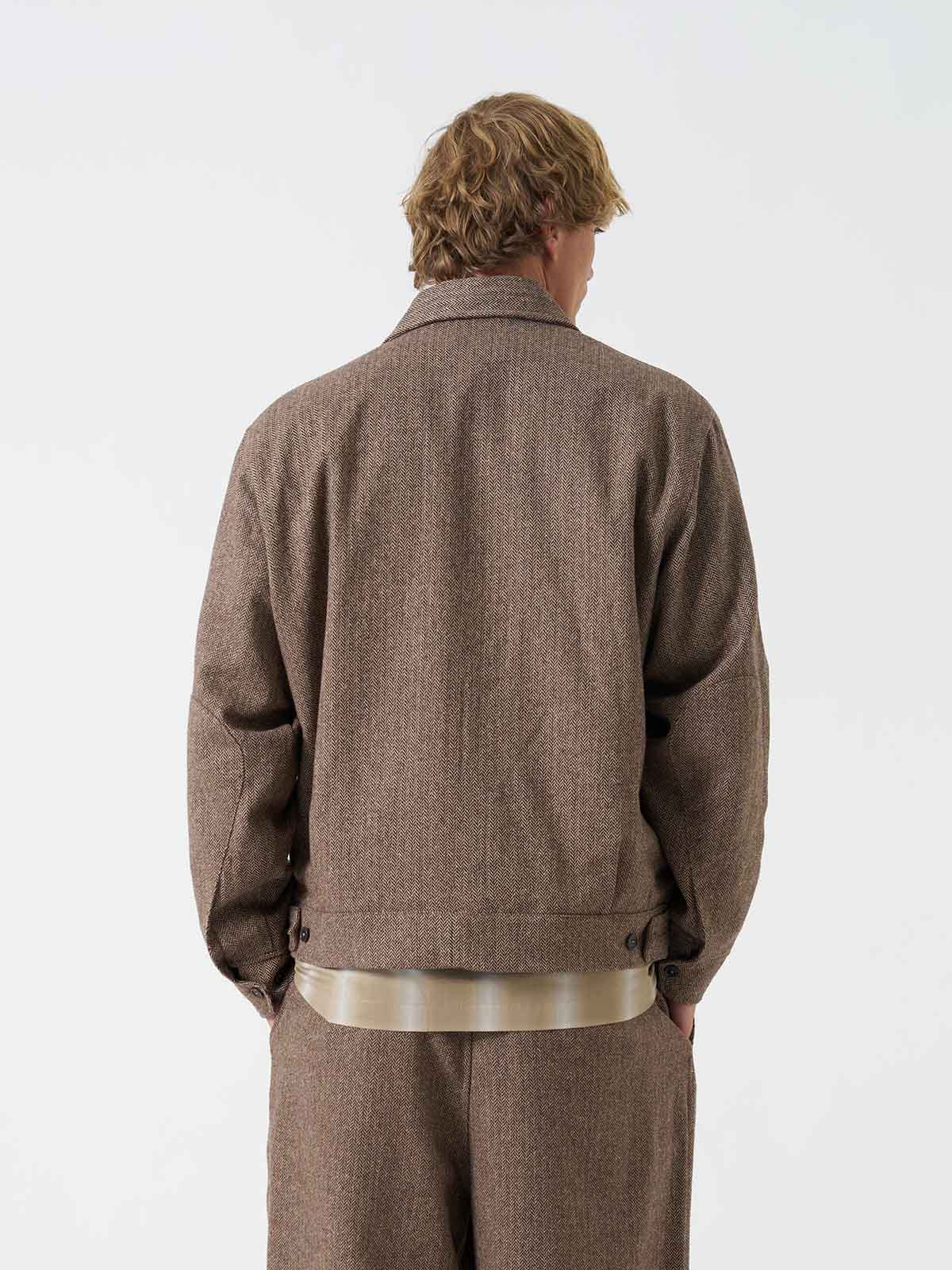 Universal Works Jacket Wool Herringbone Brown