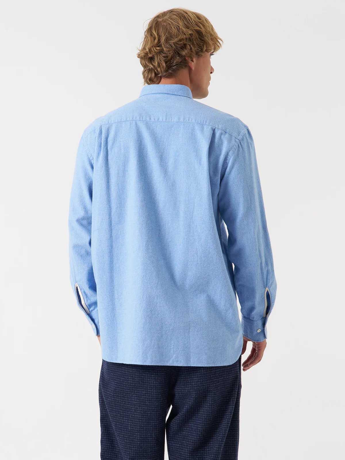 Universal Works Square Pocket Shirt Brushed Flannel Blue