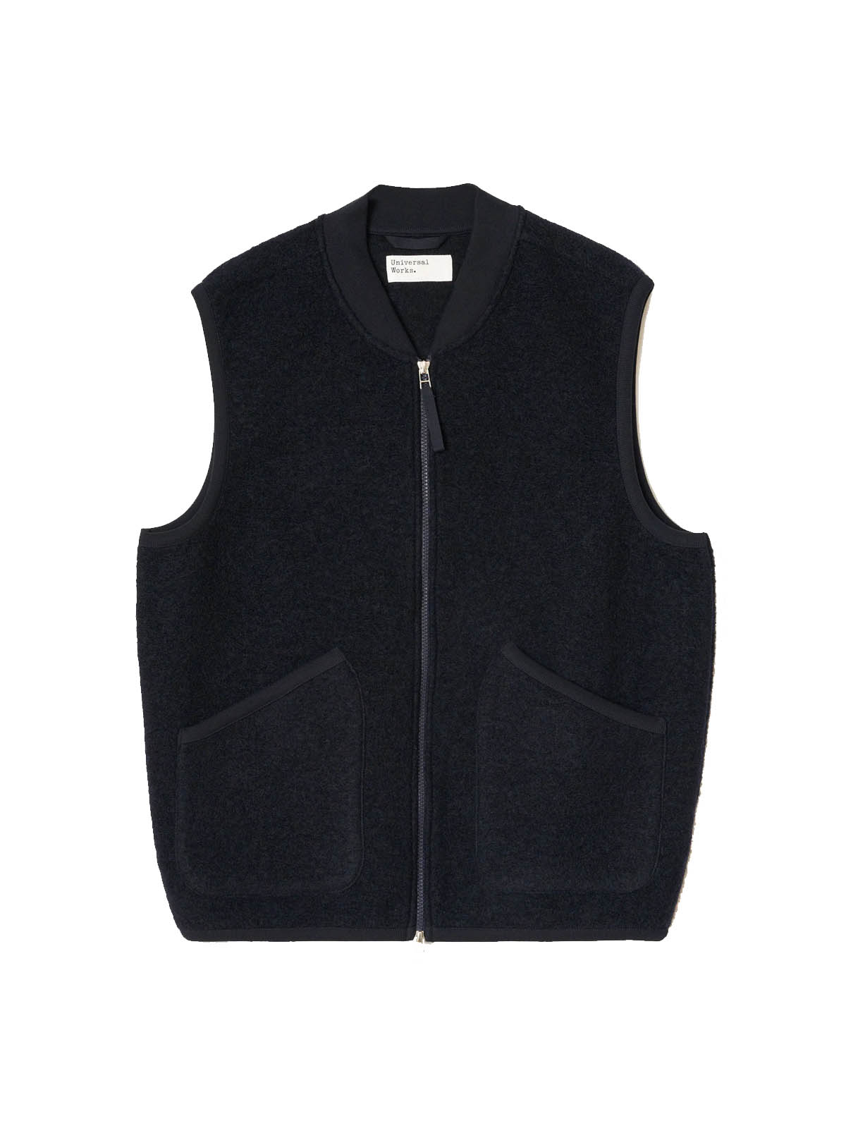 Universal Works Zip Waistcoat Wool Fleece Navy