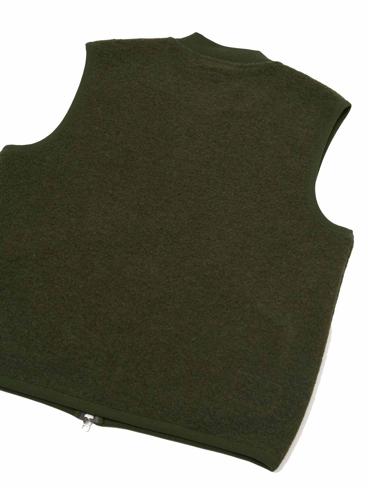 Universal Works Zip Waistcoat Wool Fleece Olive