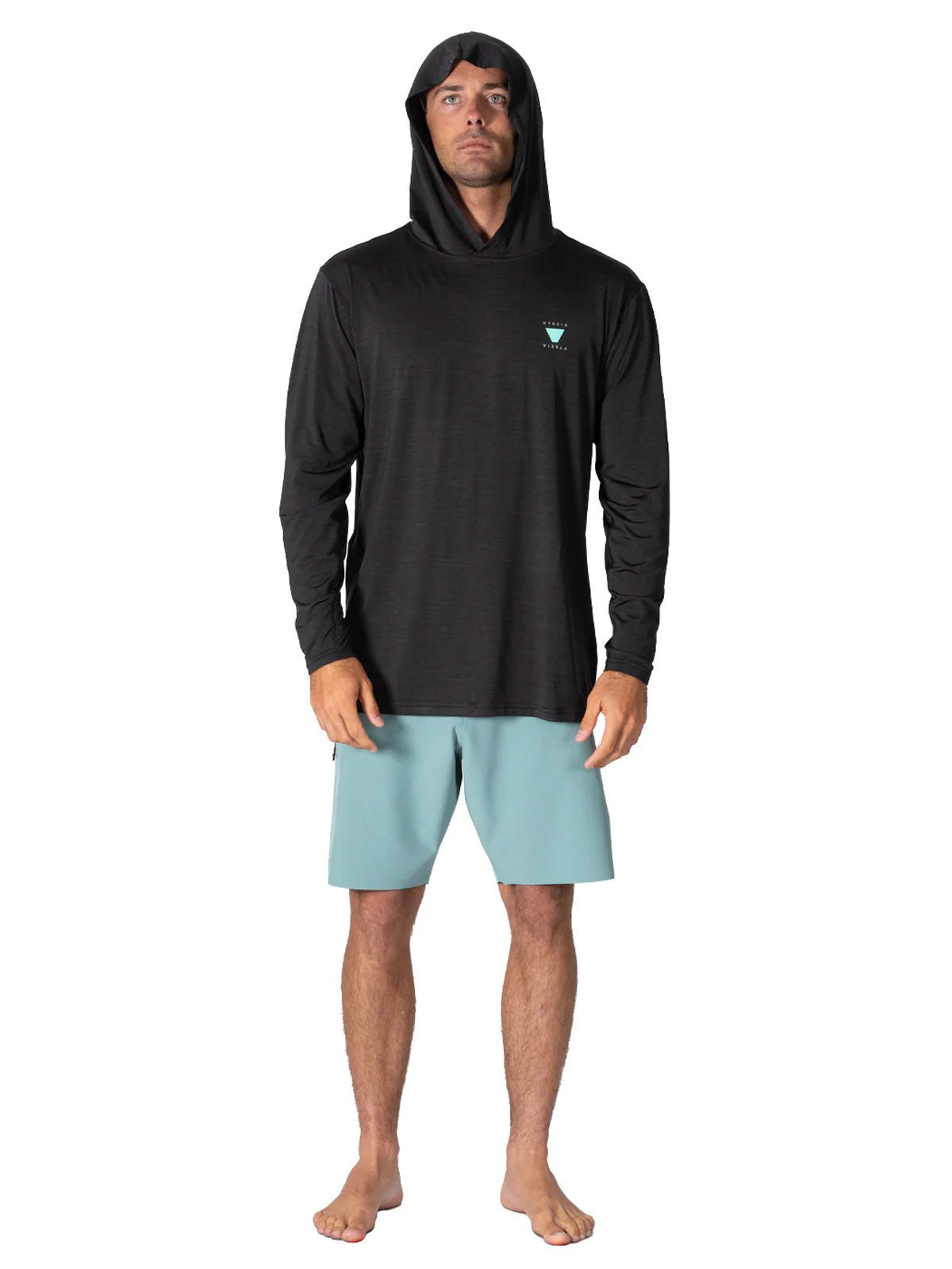 Vissla Twisted Eco Hooded LS Surf Tee Black Heather