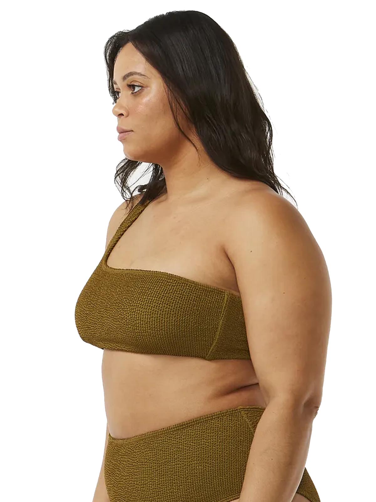 Rip Curl Womens Bikini Top Sunshine One Shoulder Top Dark Olive