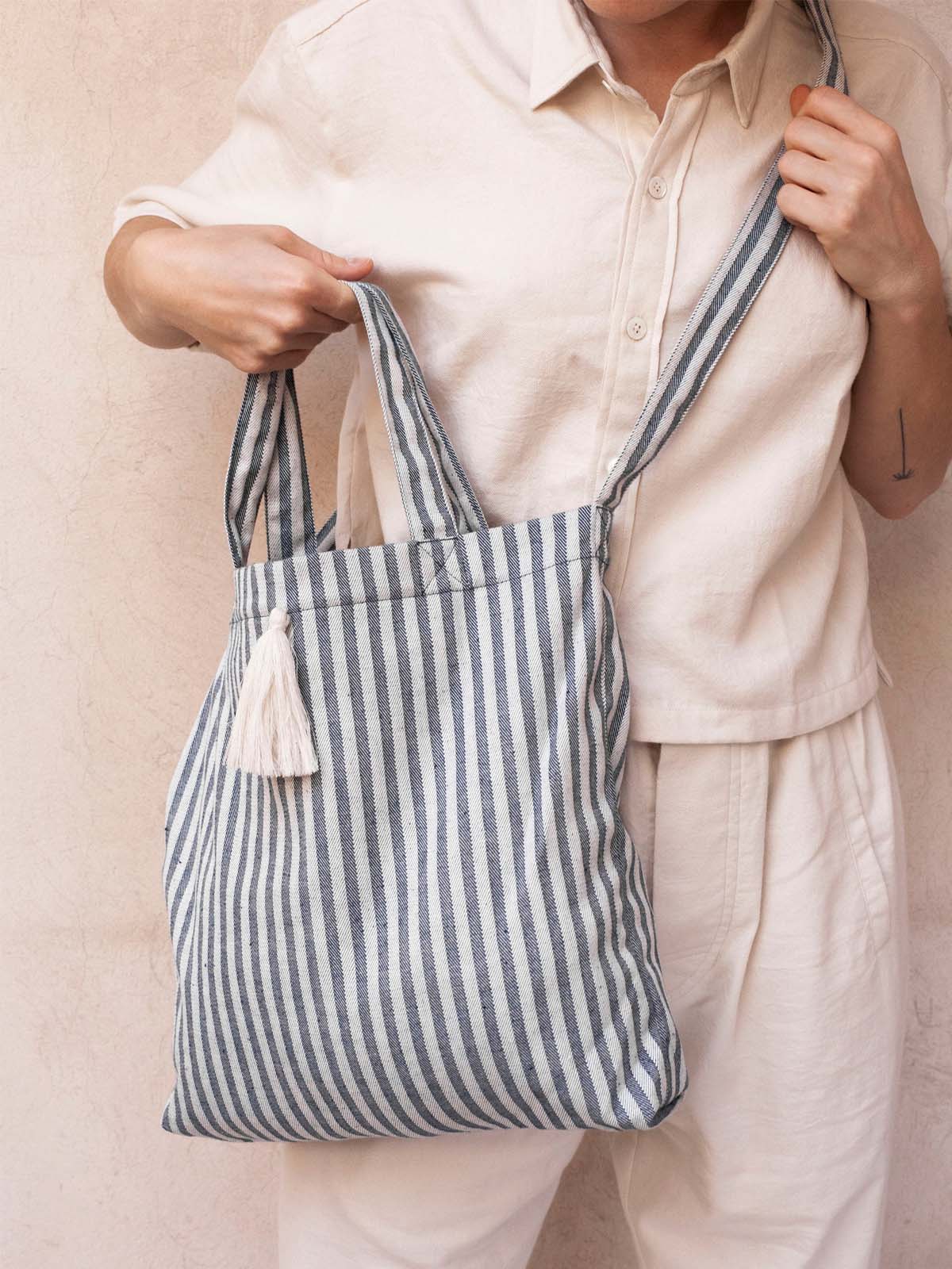 Yoomee Bag Nora Blue Stripes Tassel