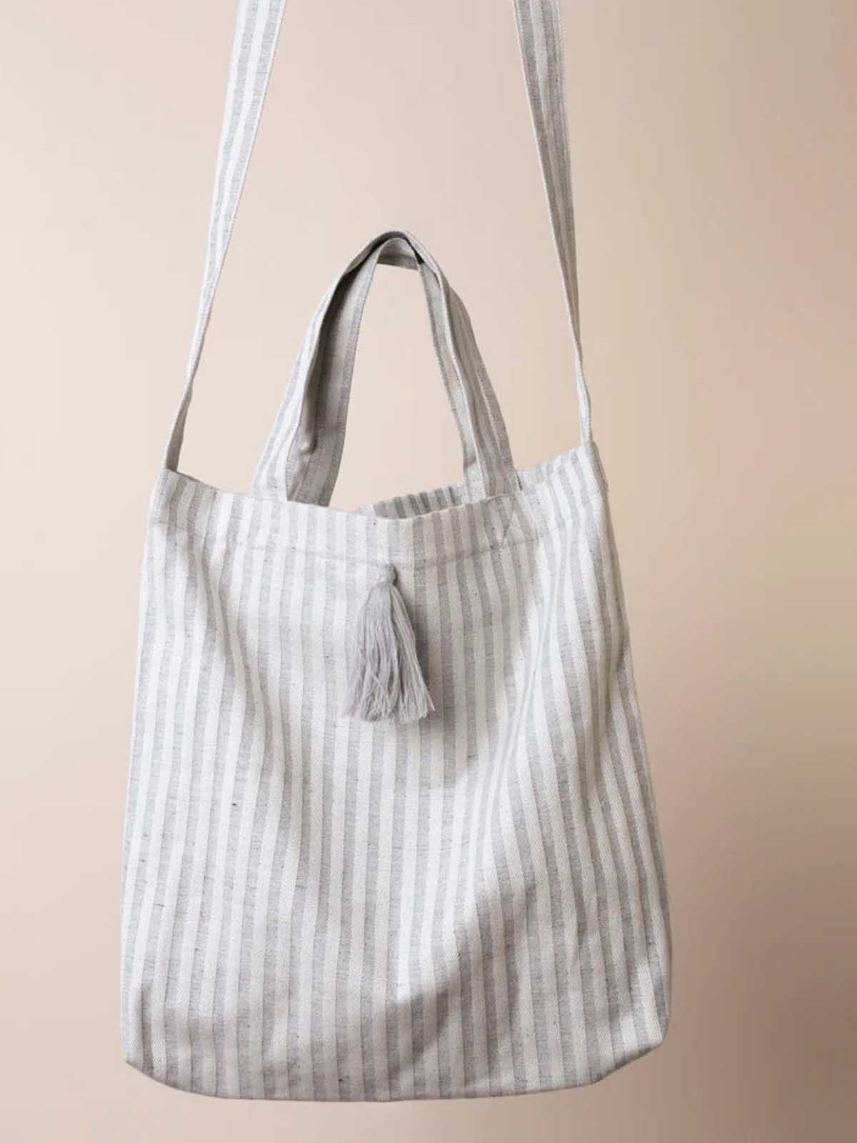 Yoomee Bag Nora Light Grey Stripes Tassel