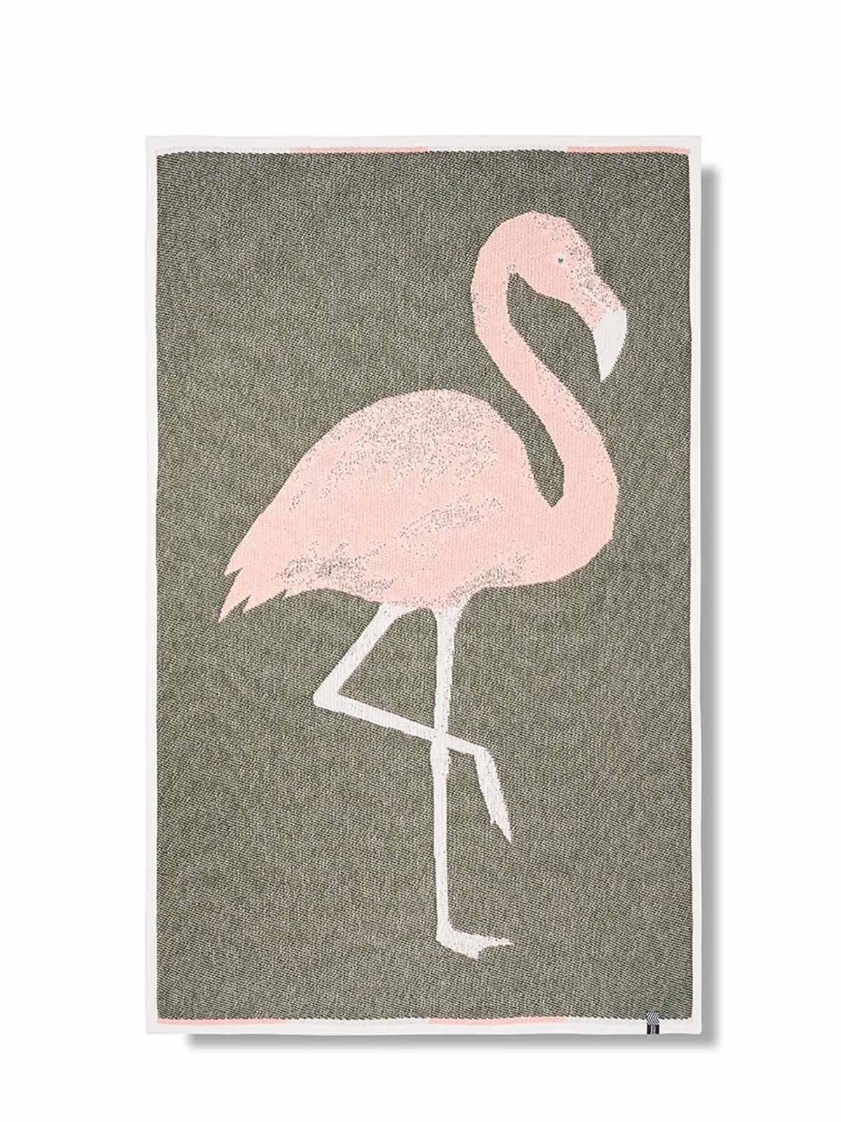 ZigZagZurich Cotton Beach Towel & Mini Blanket “Flamingo” by Michele Rondelli