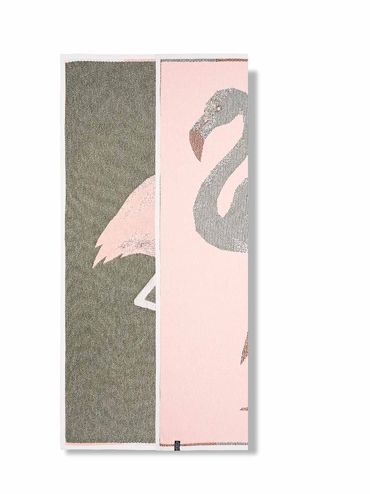 ZigZagZurich Cotton Beach Towel & Mini Blanket “Flamingo” by Michele Rondelli