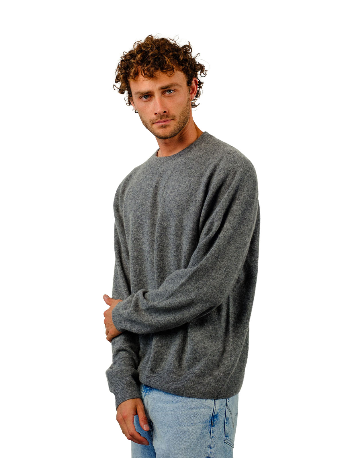 Visitor Clothing Men's Asterion Brushed Cashmere Sweater Pewter
