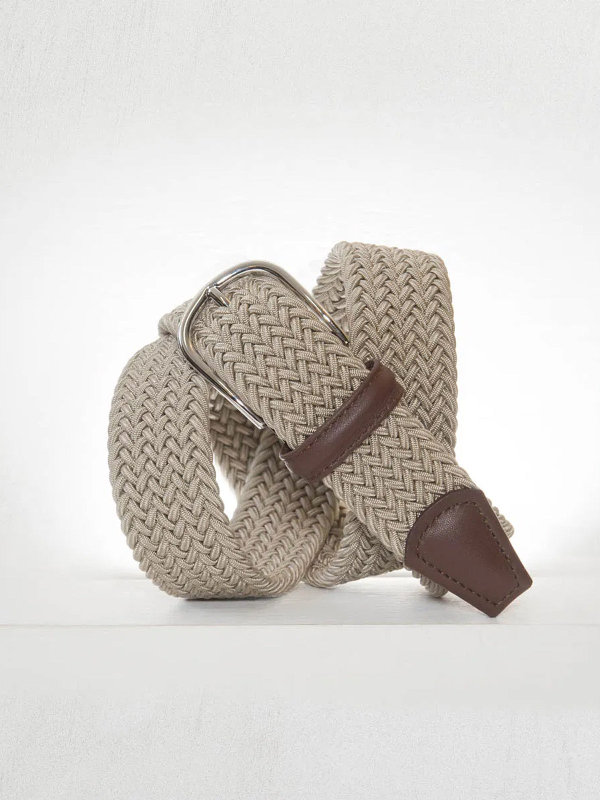 Anderson's 3.5cm Classic Elastic Woven Belt Ecru