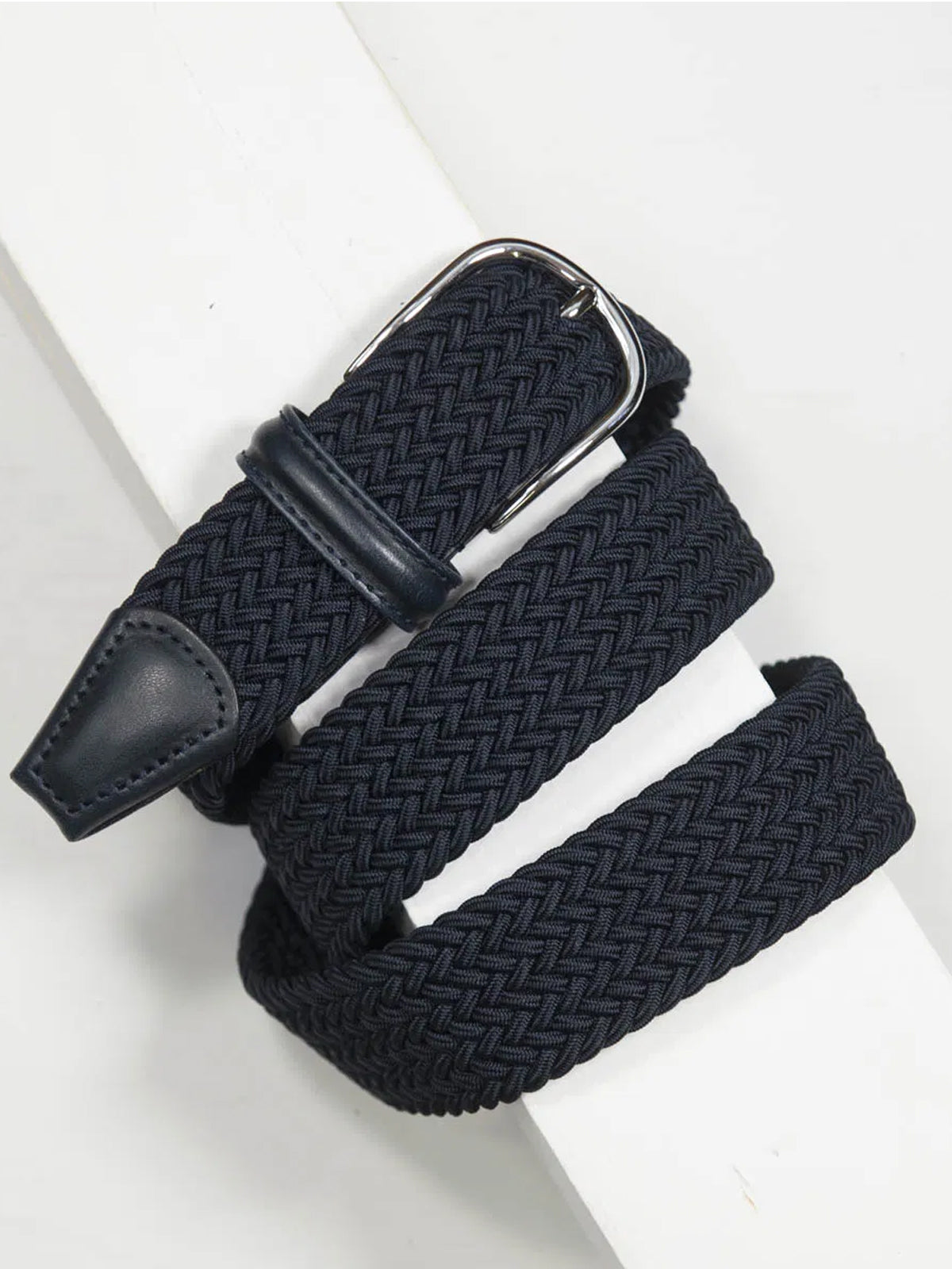 Anderson's 3.5cm Classic Elastic Woven Belt Navy