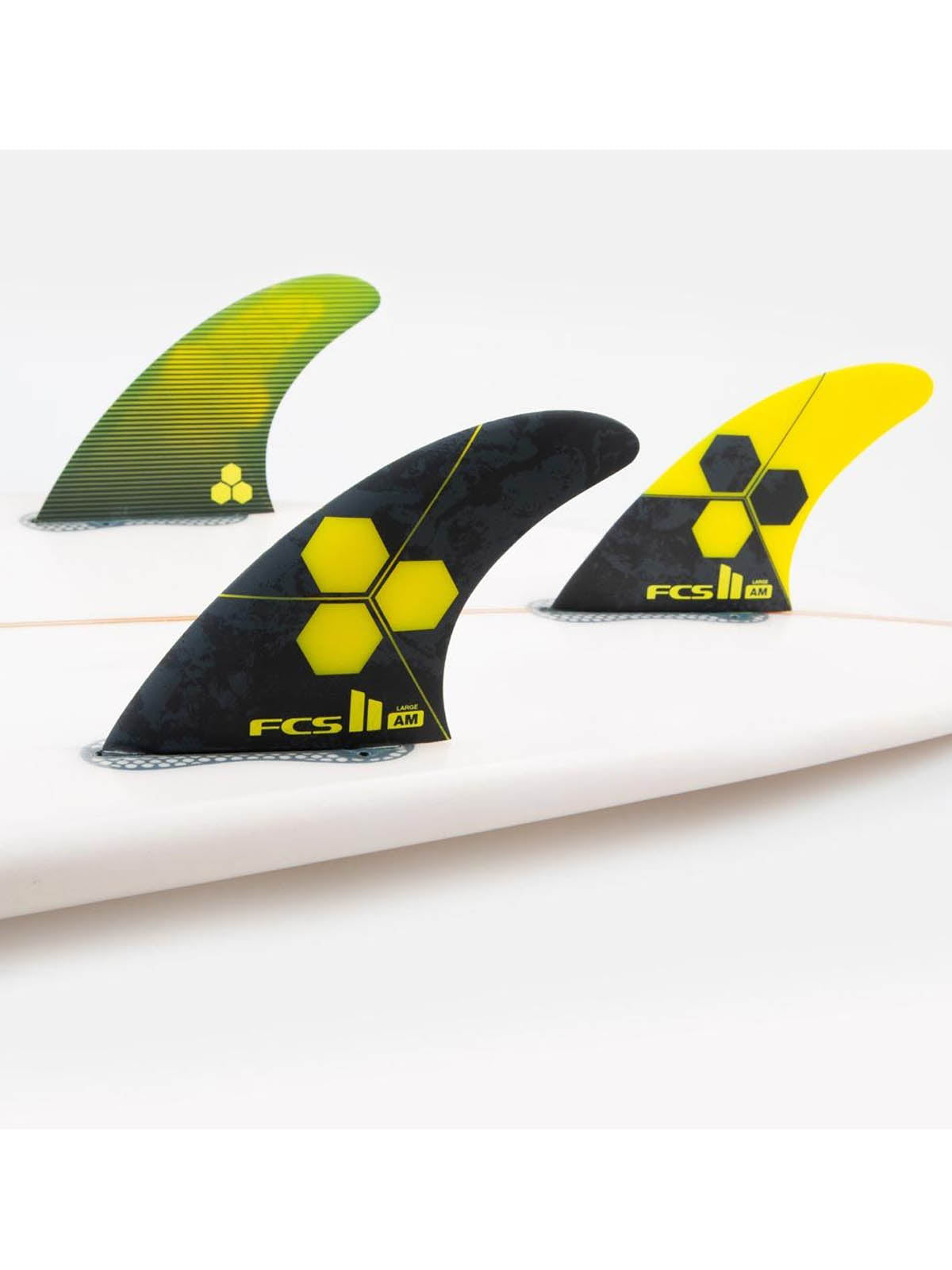 FCS II Fins AM PC Tri-Quad Fin Set Yellow Large
