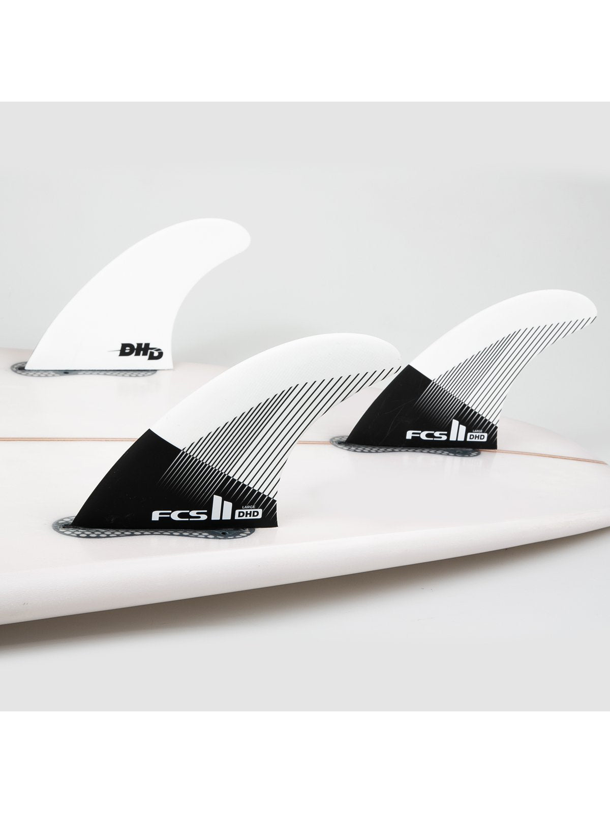 FCS II Fins DH PC Tri Fin Set Black White Large