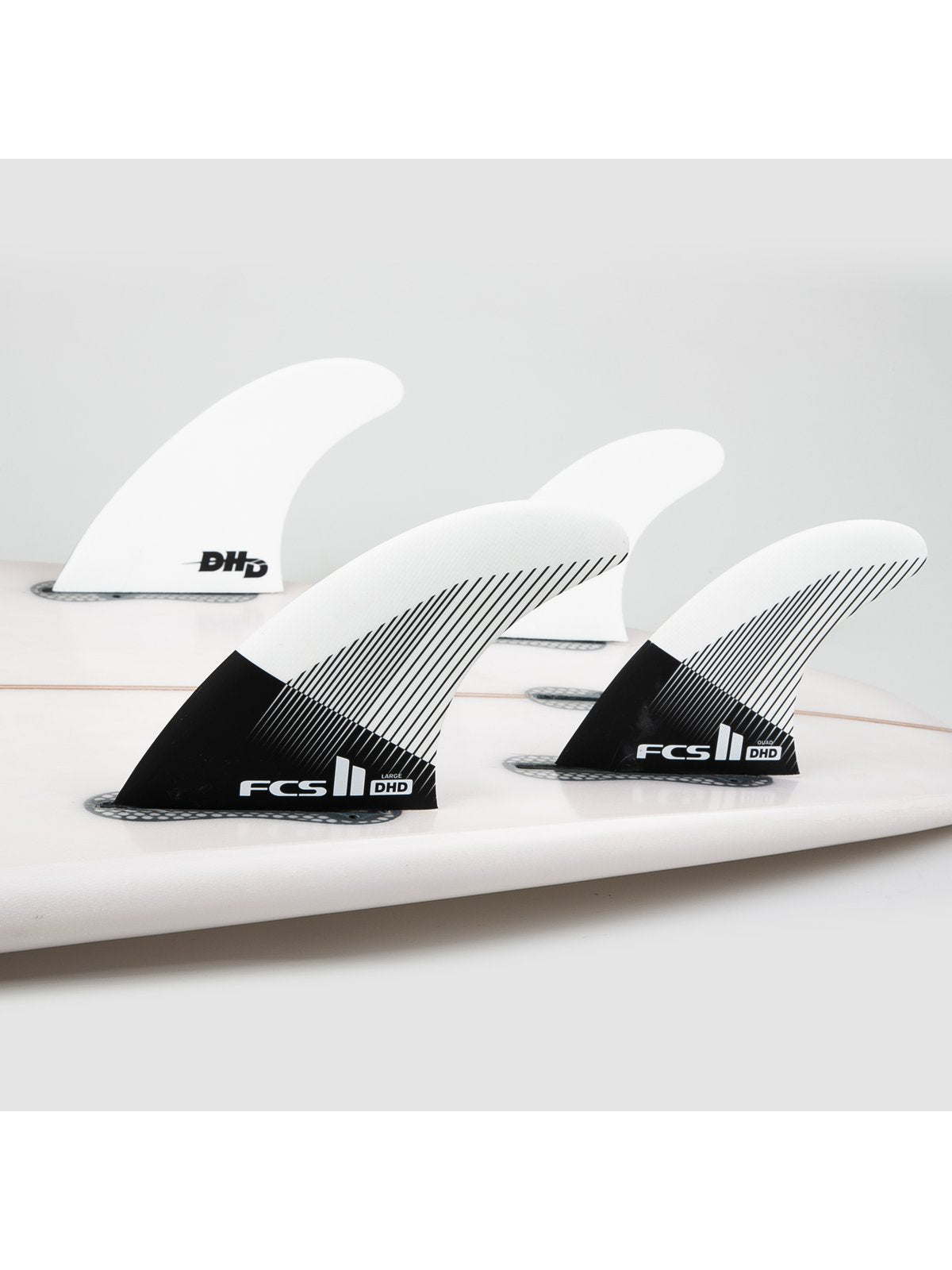 FCS II Fins DH PC Tri-Quad Fin Set Black White Medium