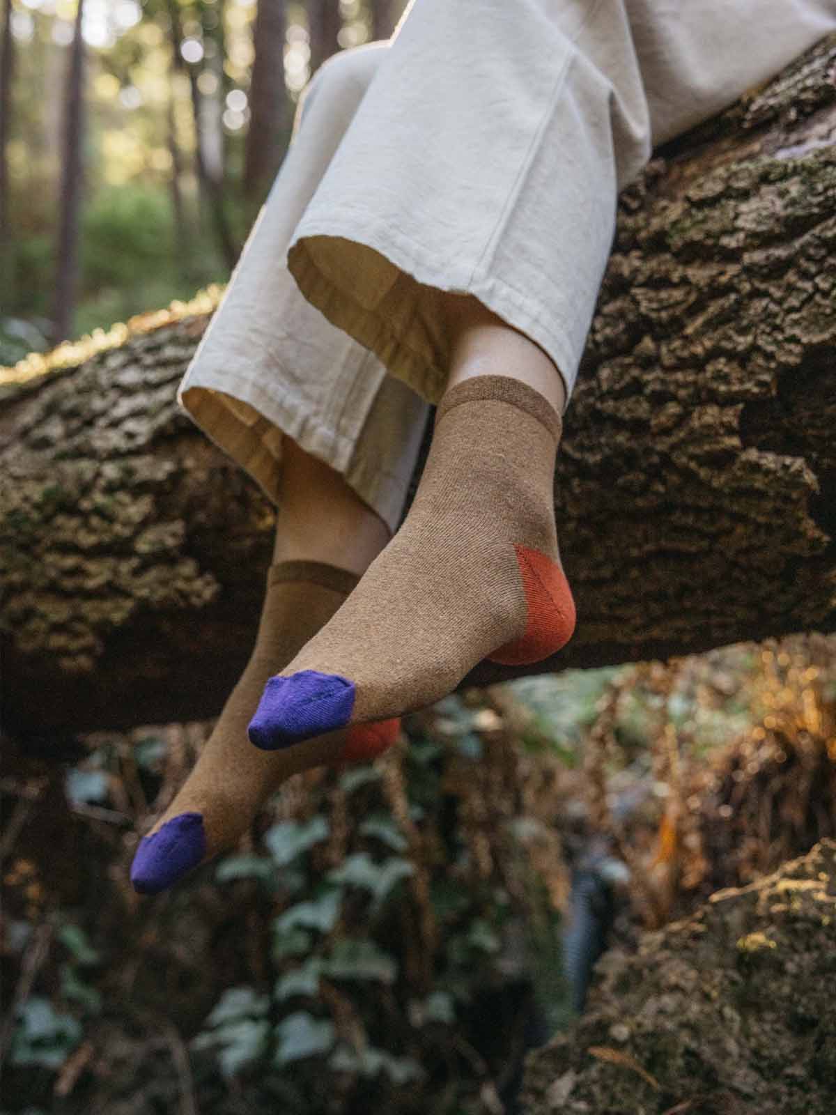 Mollusk Color Block Socks Cinnamon