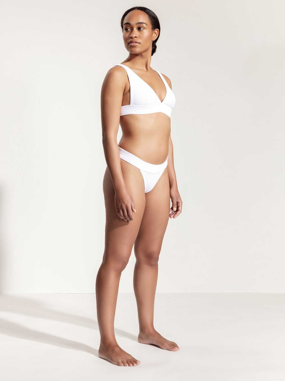 OY surf Bikini Bottom Oroshi White Rib Recycled Nylon