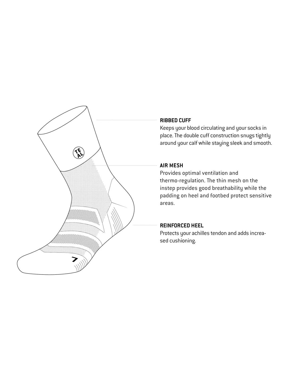 Teal Project Performance Sock Mid White/Pebble
